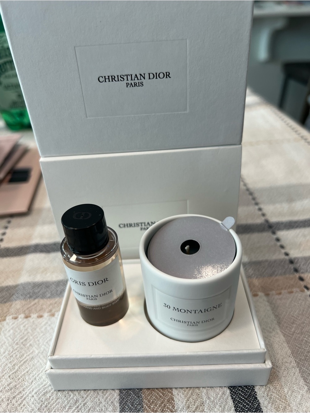 Christian Dior 30 Montaigne Candle &  Gris Dior Liquid Hand Soap Set